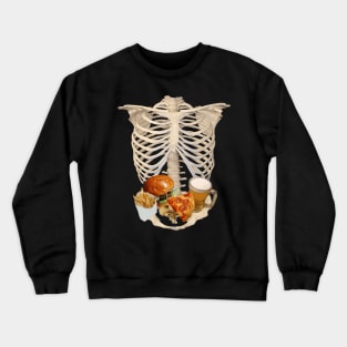 1980s funny halloween Fast Food in Human Skeleton Crewneck Sweatshirt